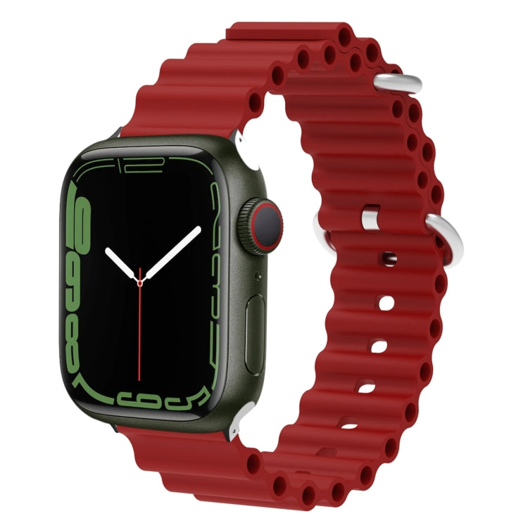 Ocean Silicone Metal Head Watch Band, For Apple Watch Series 8&7 41mm / SE 2&6&SE&5&4 40mm / 3&2&1 38mm