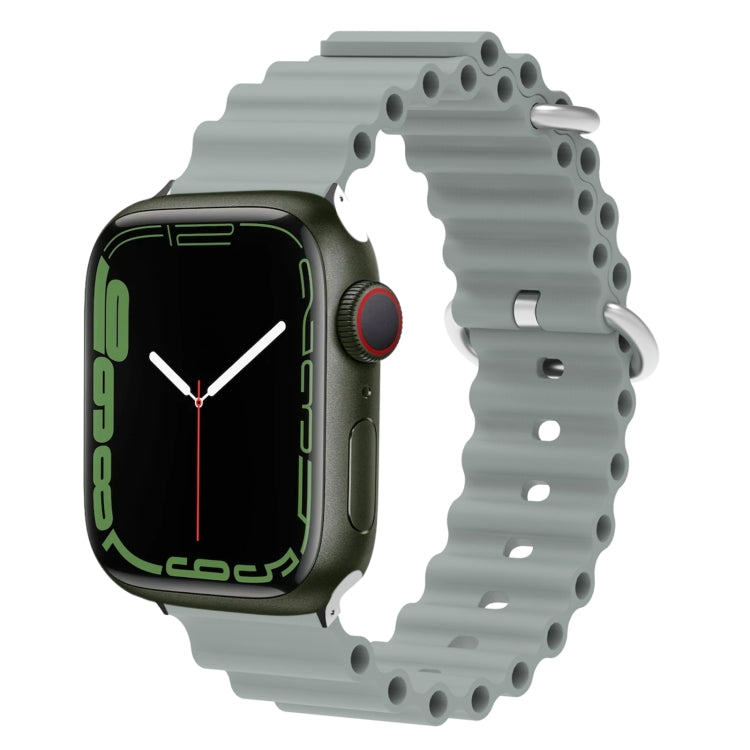 Ocean Silicone Metal Head Watch Band, For Apple Watch Series 8&7 41mm / SE 2&6&SE&5&4 40mm / 3&2&1 38mm