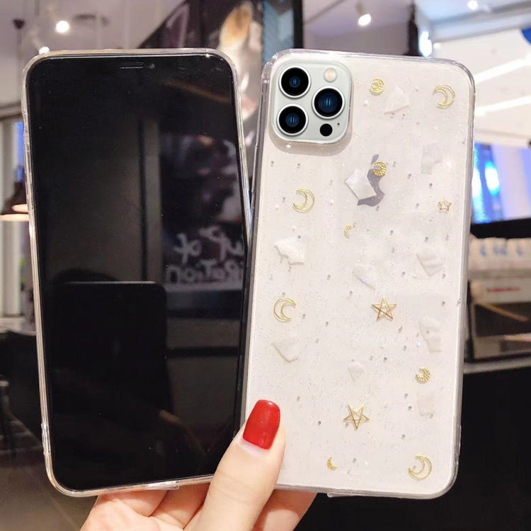 Moon Star Shell Glitter Epoxy TPU Phone Case, For iPhone 14 Pro Max, For iPhone 14 Plus, For iPhone 14 Pro, For iPhone 14, For iPhone 13 Pro Max, For iPhone 13 Pro, For iPhone 13, For iPhone 13 mini, For iPhone 12 Pro Max, For iPhone 12 Pro, For iPhone...