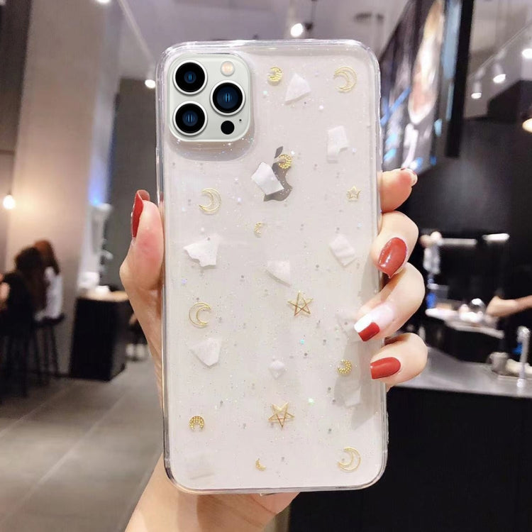 Moon Star Shell Glitter Epoxy TPU Phone Case, For iPhone 14 Pro Max, For iPhone 14 Plus, For iPhone 14 Pro, For iPhone 14, For iPhone 13 Pro Max, For iPhone 13 Pro, For iPhone 13, For iPhone 13 mini, For iPhone 12 Pro Max, For iPhone 12 Pro, For iPhone...