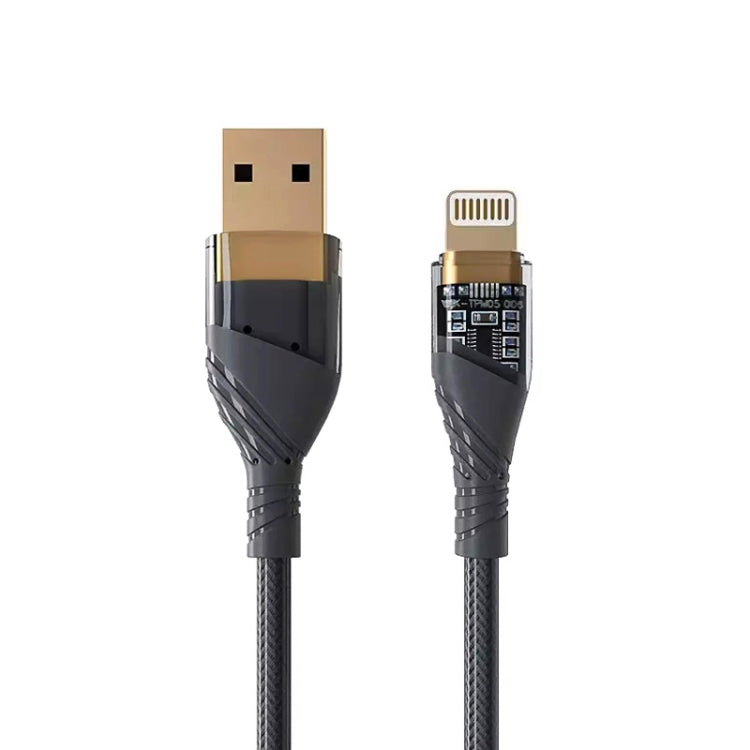 Câble de données de charge rapide transparent USB vers 8 broches 2,4 A, longueur : 1 m, USB vers 8 broches