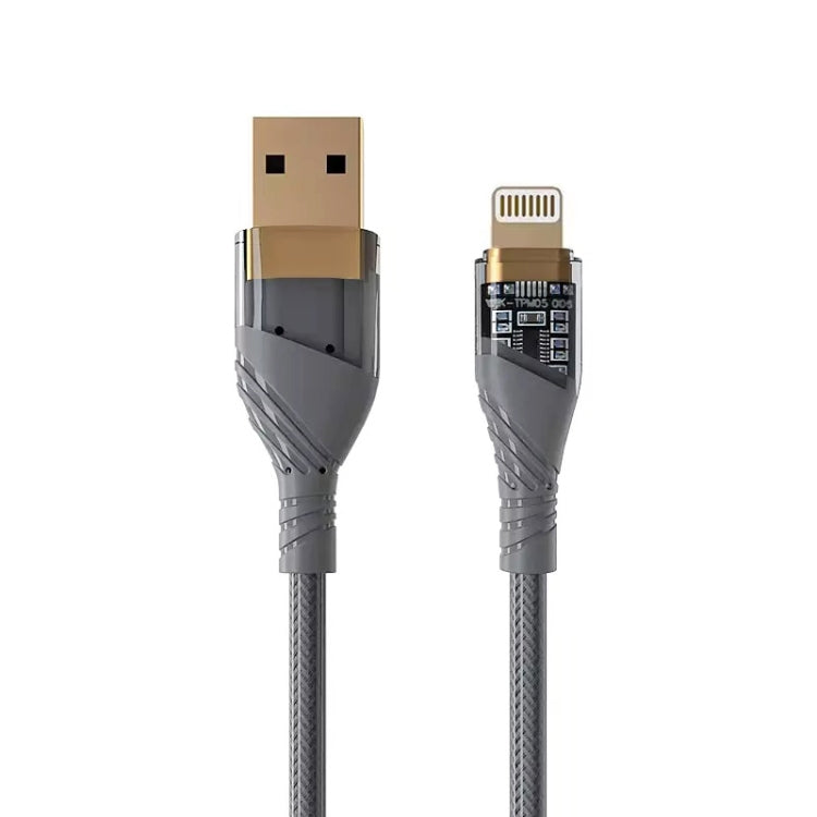 Câble de données de charge rapide transparent USB vers 8 broches 2,4 A, longueur : 1 m, USB vers 8 broches