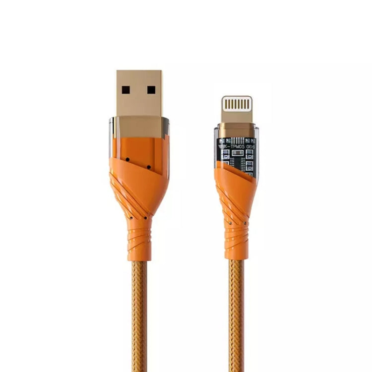 Câble de données de charge rapide transparent USB vers 8 broches 2,4 A, longueur : 1 m, USB vers 8 broches