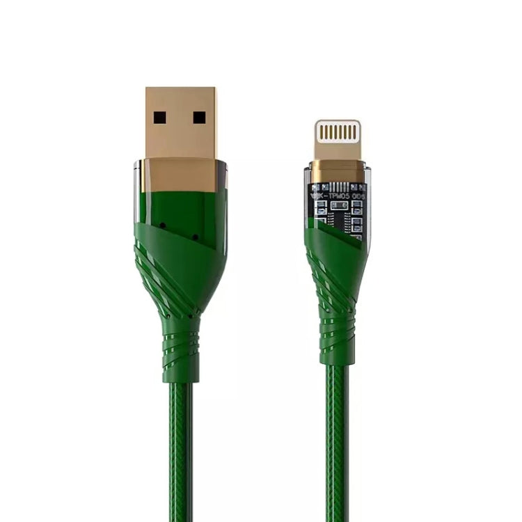 Câble de données de charge rapide transparent USB vers 8 broches 2,4 A, longueur : 1 m, USB vers 8 broches