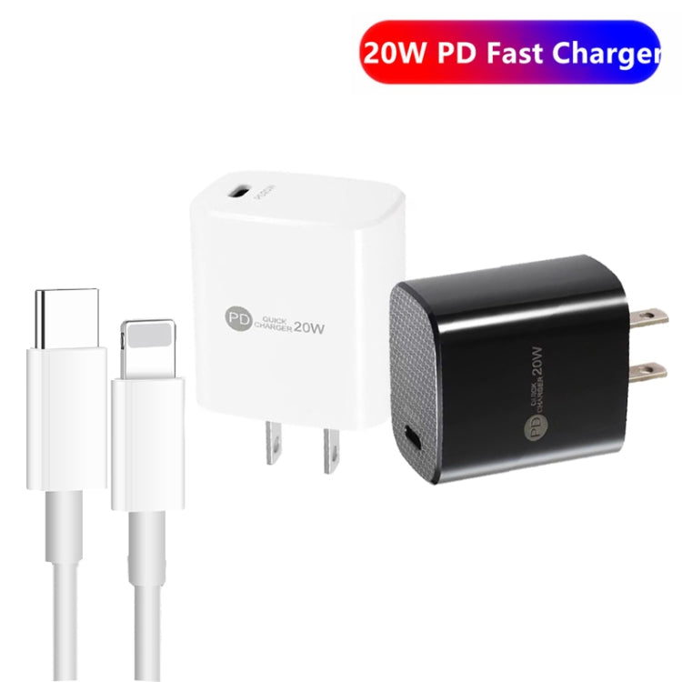 Chargeur rapide PD11 PD3.0 USB-C / Type-C 20 W avec câble de données Type-C vers 8 broches de 1 m, prise américaine, prise américaine + câble Type-C vers 8 broches