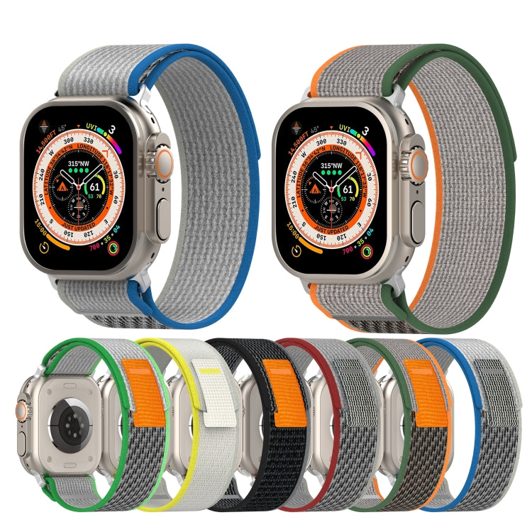 Double Color Nylon Hook and Loop Fastener Watch Band, For Apple Watch Ultra 49mm, For Apple Watch Series 8&7 45mm/SE 2&6&SE&5&4 44mm, For Apple Watch Series 8&7 41mm/SE 2&6&SE&5&4 40mm
