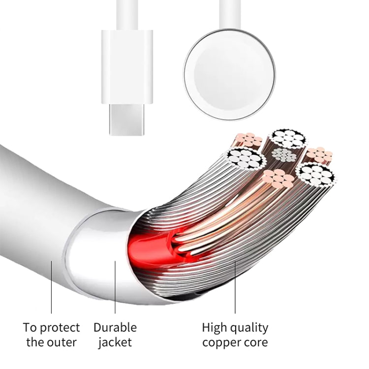 Câble de charge rapide magnétique USB-C / Type-C de 1 m pour Apple Watch Series Ultra/8/7/6/SE/SE2/5/4/3/2, DS-XB012