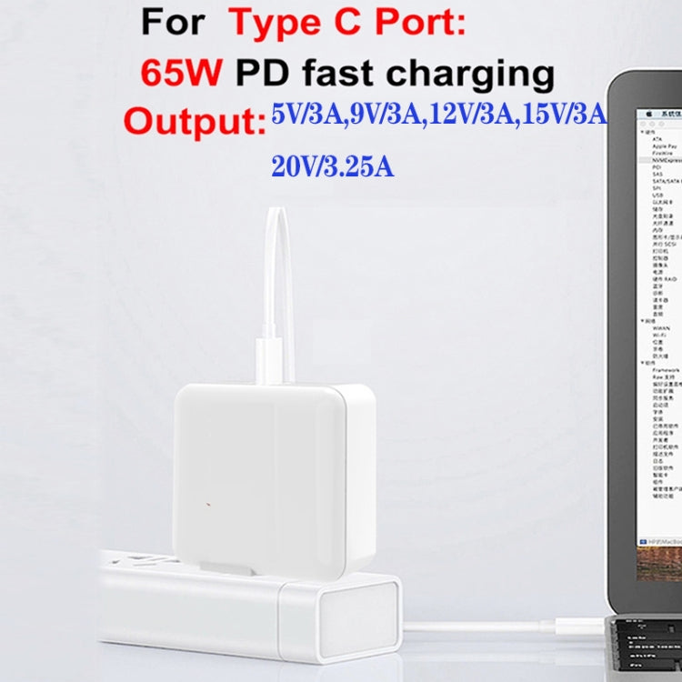 GaN 130W 4-Port USB-C PD65W / PD30W Multi Port Type-C Charger with  1.8m Type-C to MagSafe 1 / L Header Data Cable, US Plug, US / EU Plug, US / UK Plug, US / AU Plug, US / EU / UK Plug, US / EU / UK / AU Plug