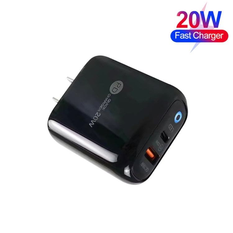 Chargeur de téléphone portable PD04 Type-C + USB avec câble Type-C vers 8 broches, prise américaine, prise américaine + câble Type-C vers 8 broches