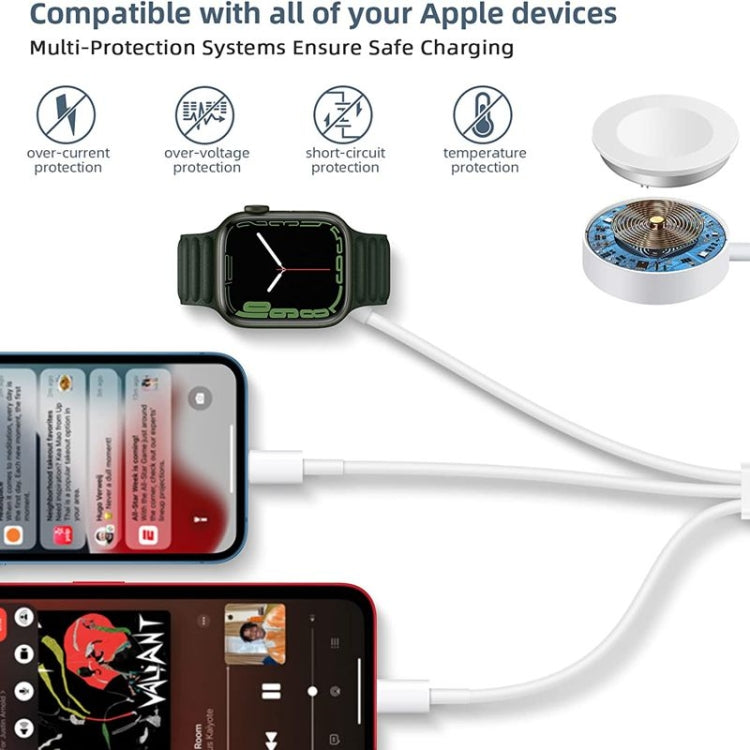 For Apple Watch Series & iPhone 3 in 1 USB Magnetic Charging Cable 4ft/1.2m, DS-XB016