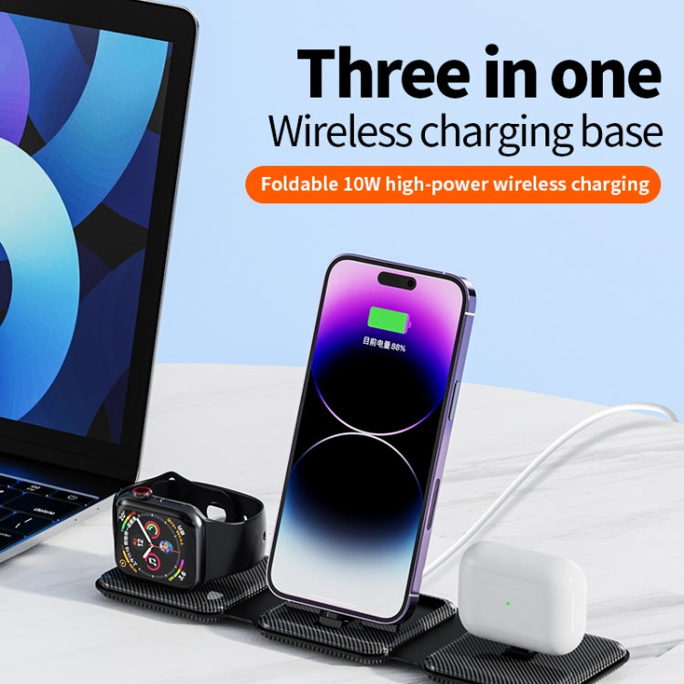 A75 Folding 3 in 1 Wireless Charger Suitable for Apple Watch Mobile Phone Headset, A75