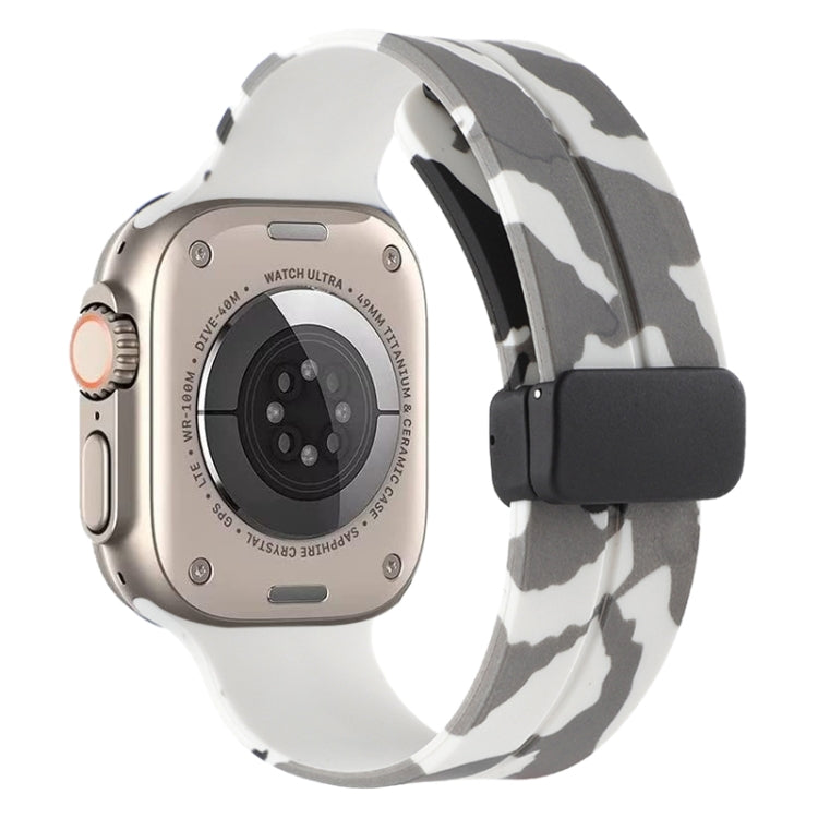 Magnetic Clasp Camouflage Silicone Watch Band, For Apple Watch Ultra 49mm, For Apple Watch Series 8&7 45mm