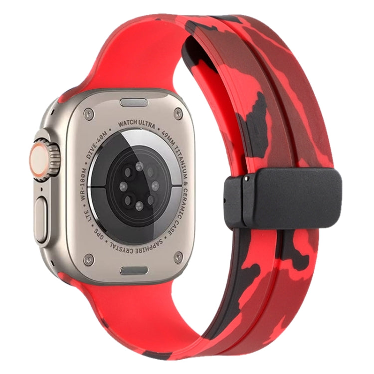 Magnetic Clasp Camouflage Silicone Watch Band, For Apple Watch Ultra 49mm, For Apple Watch Series 8&7 45mm