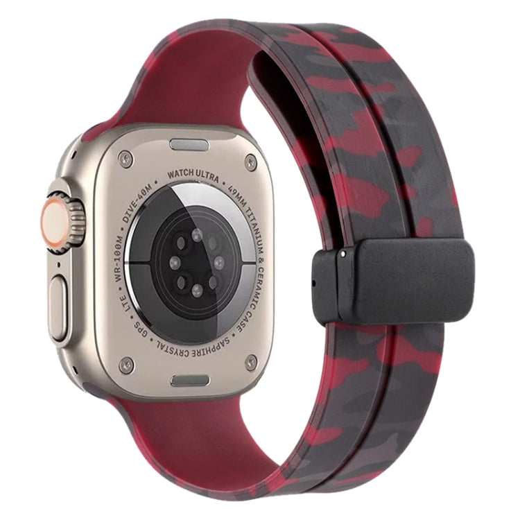 Magnetic Clasp Camouflage Silicone Watch Band, For Apple Watch Ultra 49mm, For Apple Watch Series 8&7 45mm
