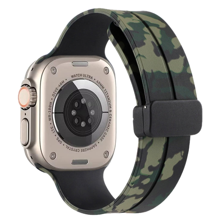 Magnetic Clasp Camouflage Silicone Watch Band, For Apple Watch Ultra 49mm, For Apple Watch Series 8&7 45mm