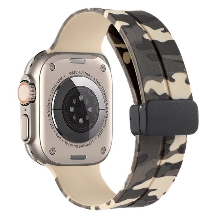 Magnetic Clasp Camouflage Silicone Watch Band, For Apple Watch Ultra 49mm, For Apple Watch Series 8&7 45mm