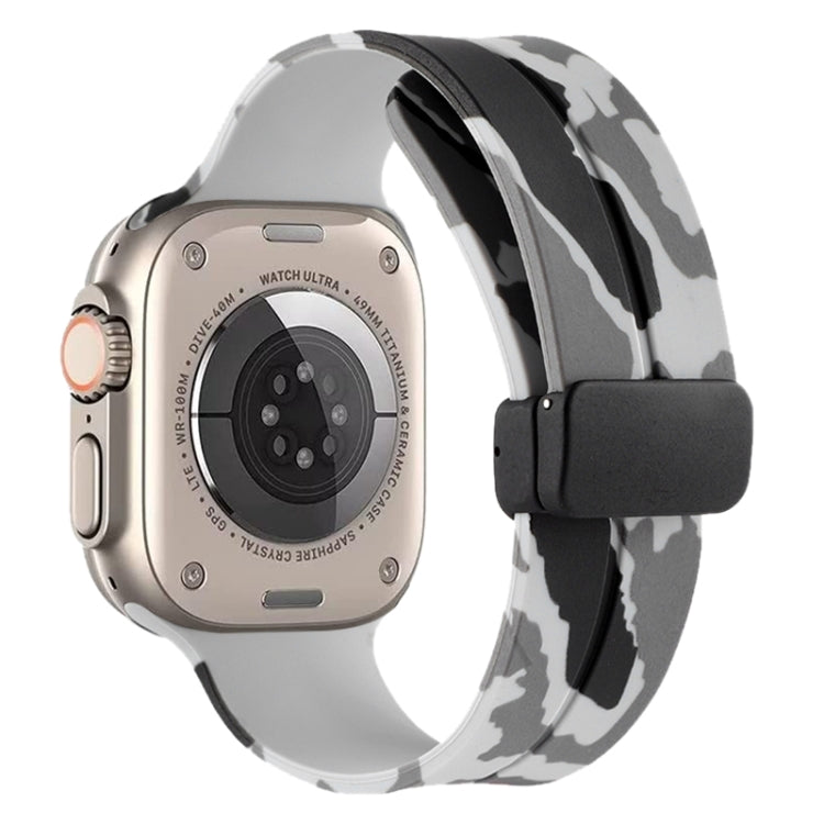Magnetic Clasp Camouflage Silicone Watch Band, For Apple Watch Ultra 49mm, For Apple Watch Series 8&7 45mm
