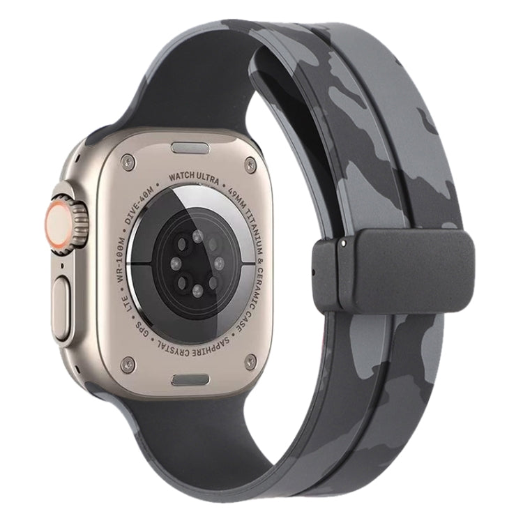 Magnetic Clasp Camouflage Silicone Watch Band, For Apple Watch Ultra 49mm, For Apple Watch Series 8&7 45mm