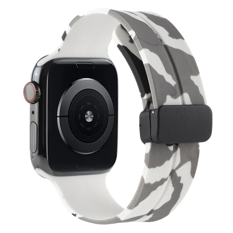 Magnetic Clasp Camouflage Silicone Watch Band, For Apple Watch Ultra 49mm, For Apple Watch Series 8&7 45mm