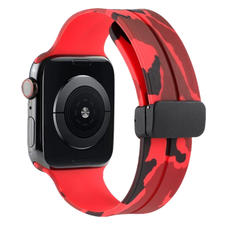 Magnetic Clasp Camouflage Silicone Watch Band, For Apple Watch Ultra 49mm, For Apple Watch Series 8&7 45mm