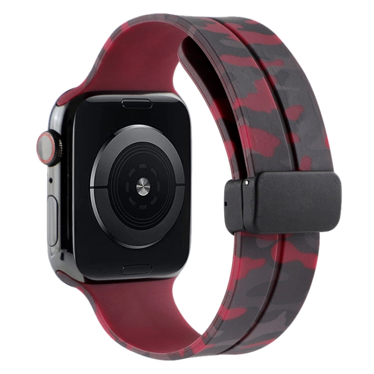 Magnetic Clasp Camouflage Silicone Watch Band, For Apple Watch Ultra 49mm, For Apple Watch Series 8&7 45mm