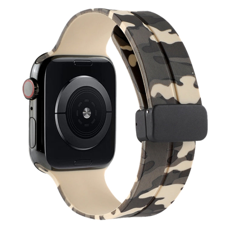 Magnetic Clasp Camouflage Silicone Watch Band, For Apple Watch Ultra 49mm, For Apple Watch Series 8&7 45mm