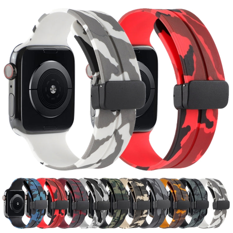 Magnetic Clasp Camouflage Silicone Watch Band, For Apple Watch Series 8&7 41mm