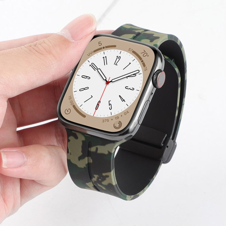 Magnetic Clasp Camouflage Silicone Watch Band, For Apple Watch Series 8&7 41mm