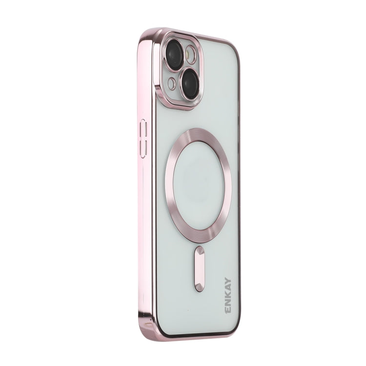 For iPhone 13 ENKAY Electroplated MagSafe Shockproof TPU Phone Case with Lens Film, For iPhone 13