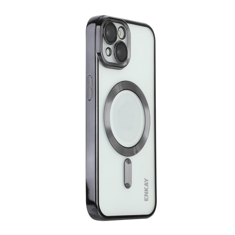 For iPhone 13 ENKAY Electroplated MagSafe Shockproof TPU Phone Case with Lens Film, For iPhone 13