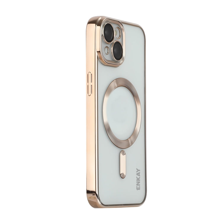 For iPhone 13 ENKAY Electroplated MagSafe Shockproof TPU Phone Case with Lens Film, For iPhone 13