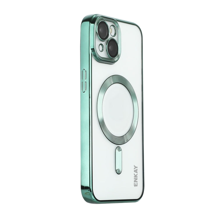 For iPhone 13 ENKAY Electroplated MagSafe Shockproof TPU Phone Case with Lens Film, For iPhone 13