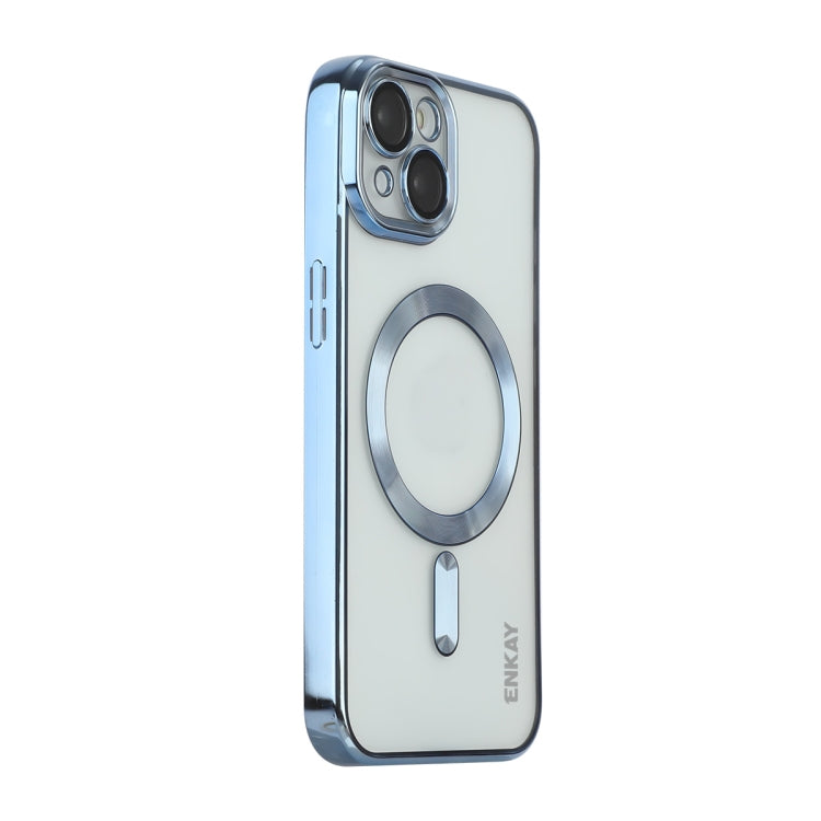 For iPhone 13 ENKAY Electroplated MagSafe Shockproof TPU Phone Case with Lens Film, For iPhone 13