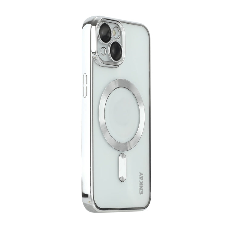 For iPhone 13 ENKAY Electroplated MagSafe Shockproof TPU Phone Case with Lens Film, For iPhone 13