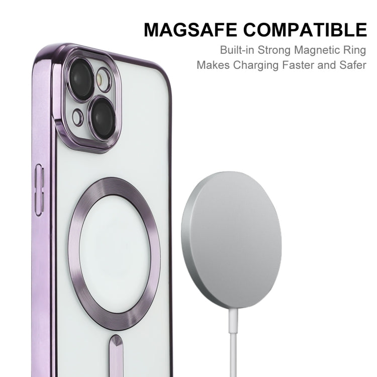 For iPhone 13 ENKAY Electroplated MagSafe Shockproof TPU Phone Case with Lens Film, For iPhone 13