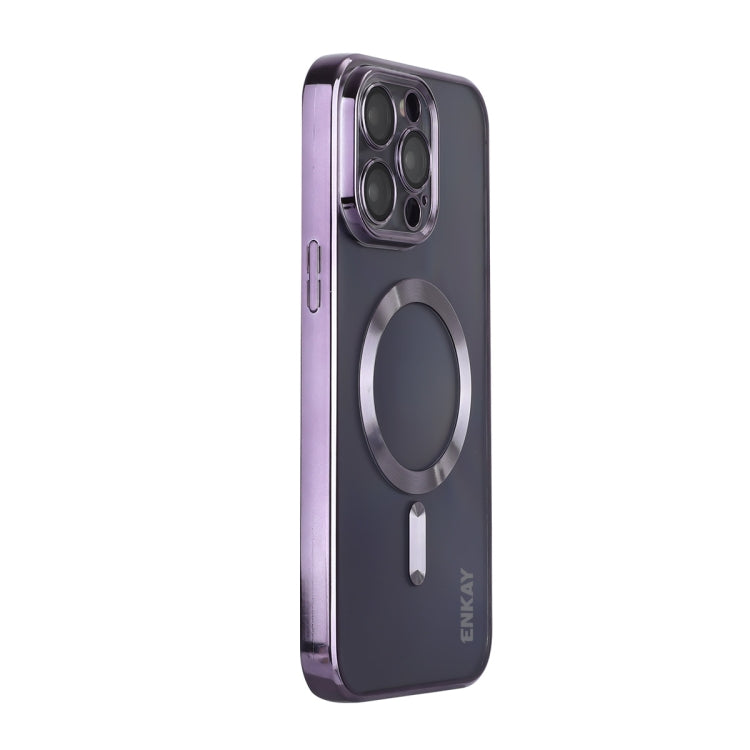 For iPhone 14 Pro Max ENKAY Electroplated MagSafe Shockproof TPU Phone Case with Lens Film, For iPhone 14 Pro Max