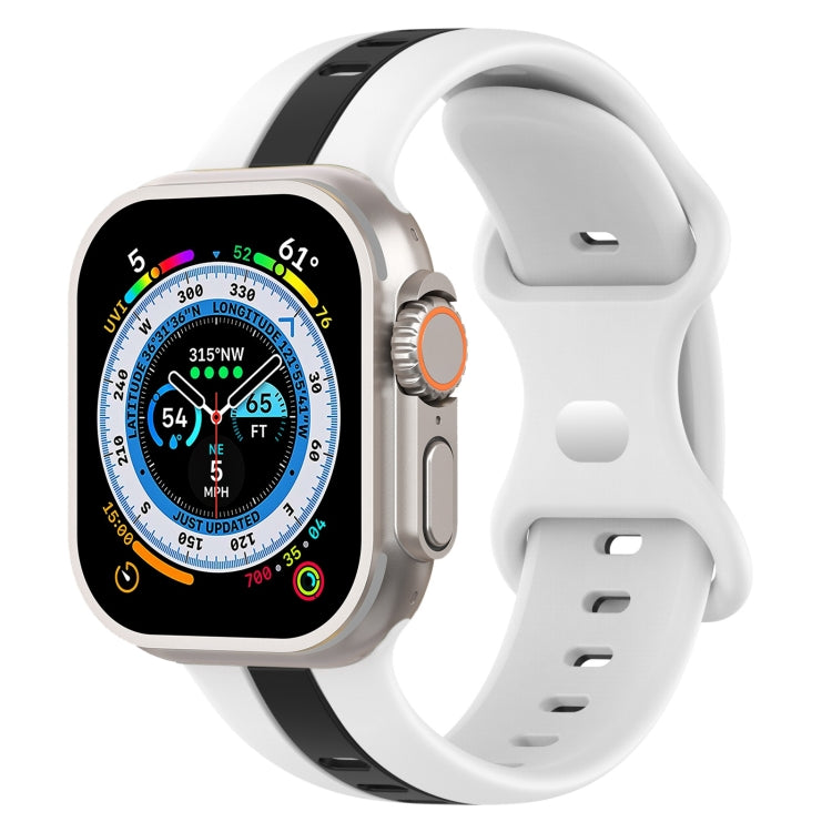 Butterfly Buckle Two-Color Silicone Watch Band, For Apple Watch Ultra 49mm