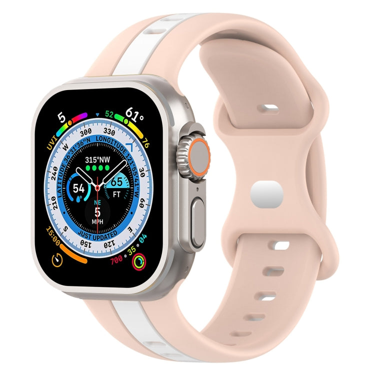 Butterfly Buckle Two-Color Silicone Watch Band, For Apple Watch Ultra 49mm