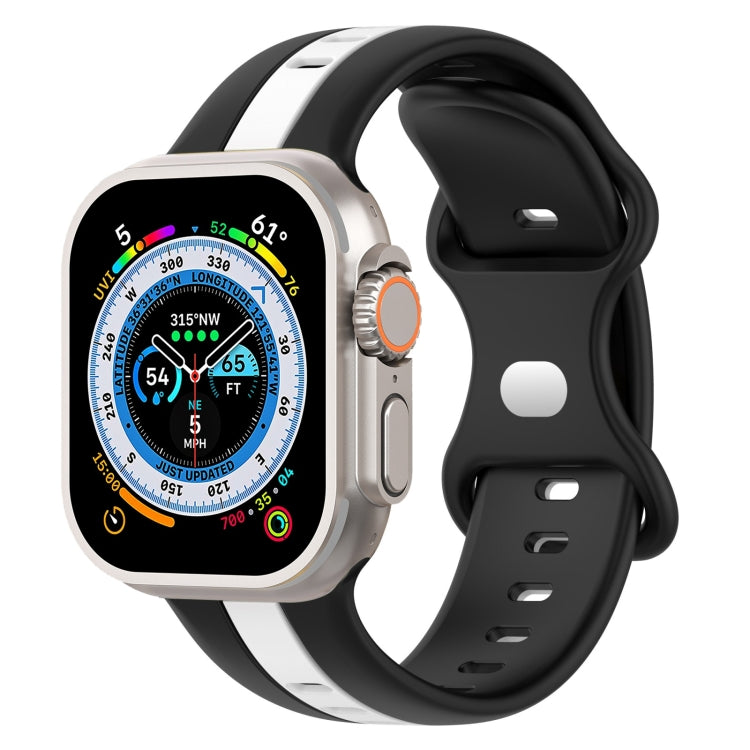 Butterfly Buckle Two-Color Silicone Watch Band, For Apple Watch Ultra 49mm