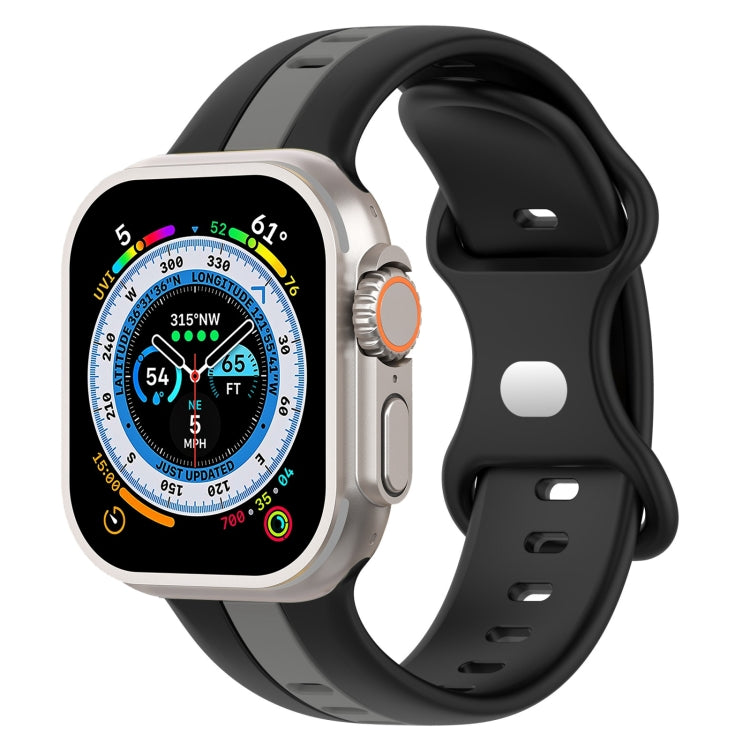 Butterfly Buckle Two-Color Silicone Watch Band, For Apple Watch Ultra 49mm