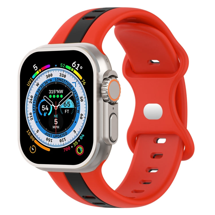 Butterfly Buckle Two-Color Silicone Watch Band, For Apple Watch Ultra 49mm