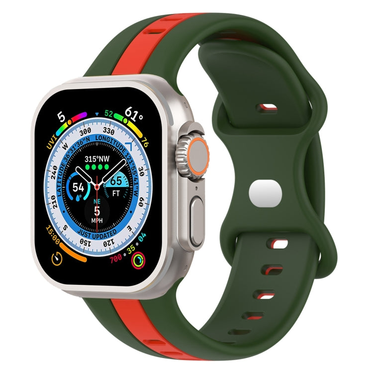 Butterfly Buckle Two-Color Silicone Watch Band, For Apple Watch Ultra 49mm