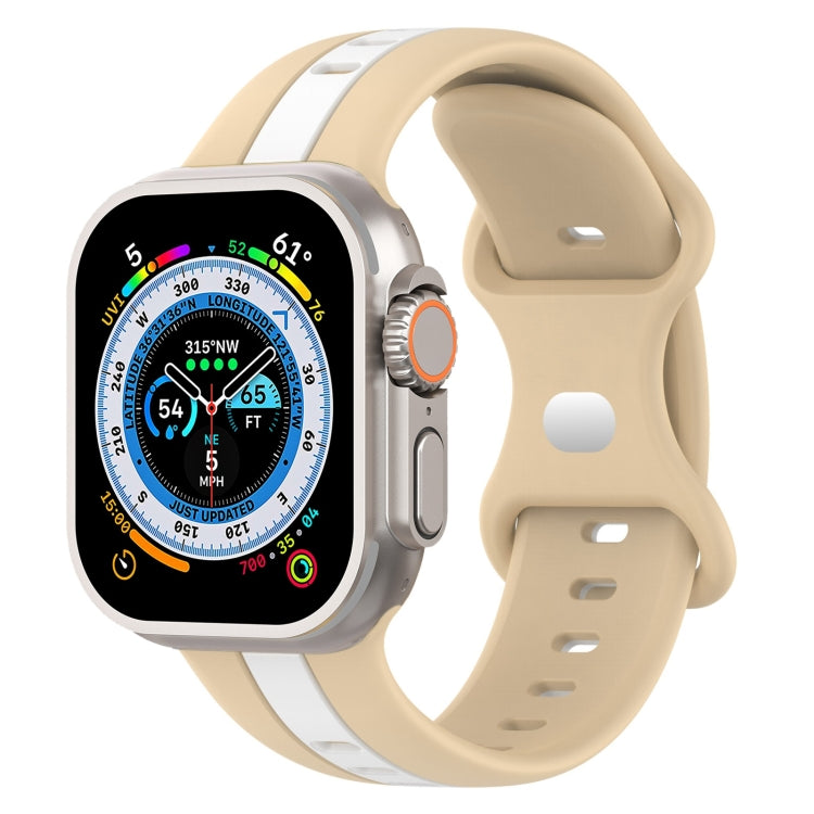 Butterfly Buckle Two-Color Silicone Watch Band, For Apple Watch Ultra 49mm