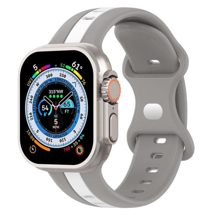 Butterfly Buckle Two-Color Silicone Watch Band, For Apple Watch Ultra 49mm