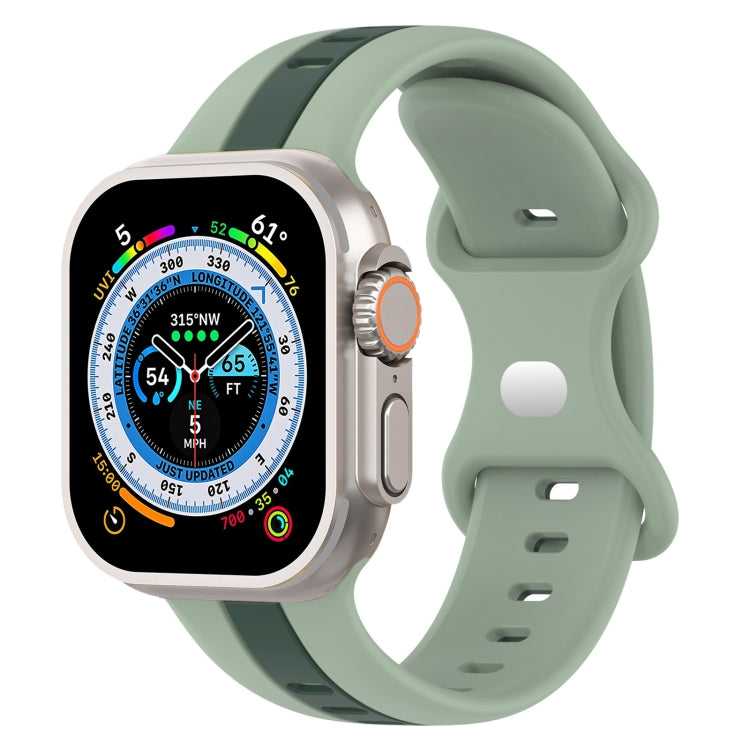 Butterfly Buckle Two-Color Silicone Watch Band, For Apple Watch Ultra 49mm