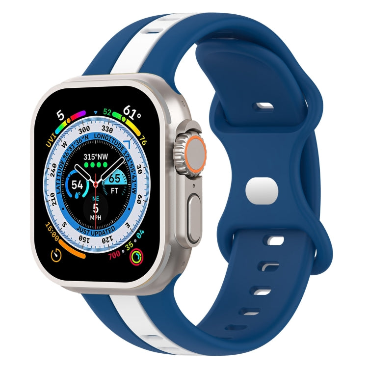 Butterfly Buckle Two-Color Silicone Watch Band, For Apple Watch Ultra 49mm