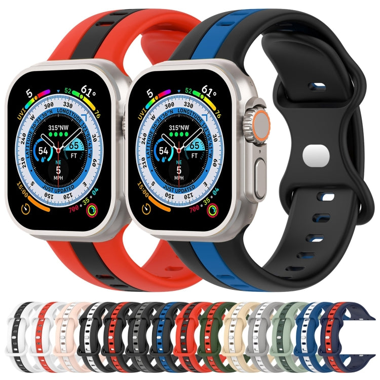 Butterfly Buckle Two-Color Silicone Watch Band, For Apple Watch Ultra 49mm