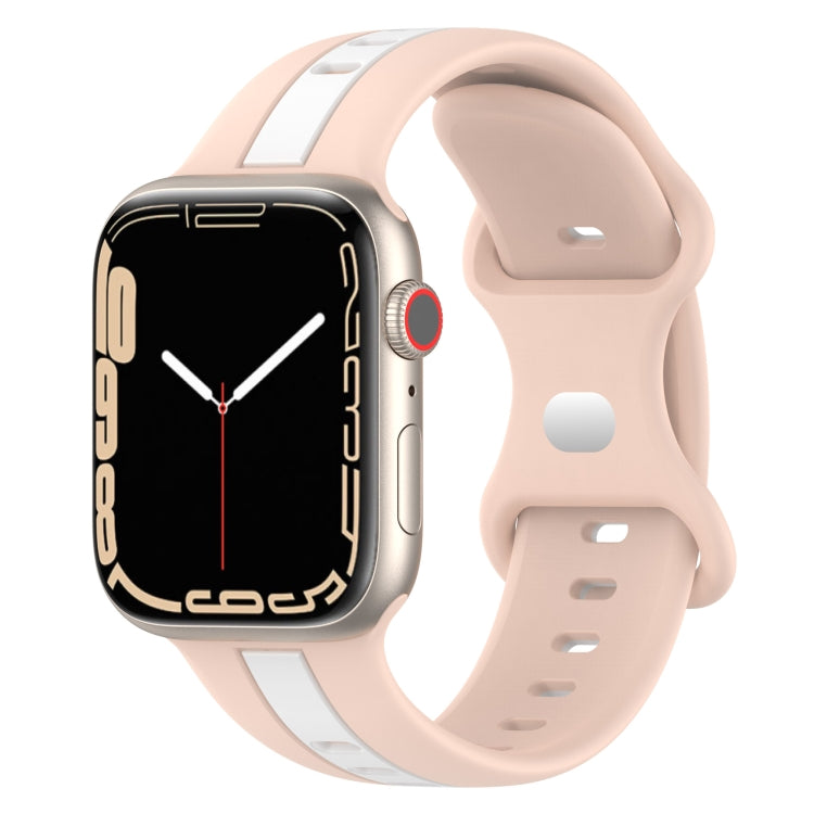 Butterfly Buckle Two-Color Silicone Watch Band, For Apple Watch Series 8&7 45mm