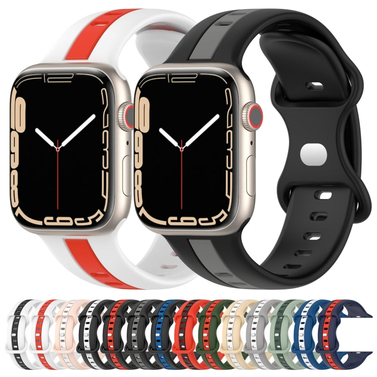 Butterfly Buckle Two-Color Silicone Watch Band, For Apple Watch Series 8&7 41mm