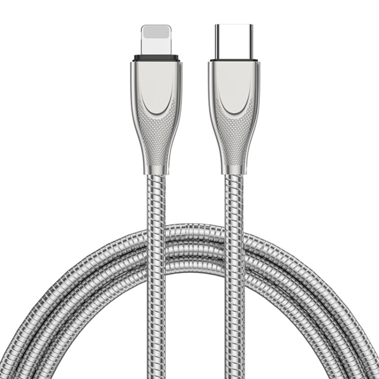 ENKAY ENK-CB128 PD 27W Type-C to 8 Pin Carbon Steel Hose Spring Fast Charging Data Cable, 1m Type-C to 8 Pin, 2m Type-C to 8 Pin